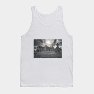 Clonmacnoise monastery ruins on the Shannon in Ireland Tank Top